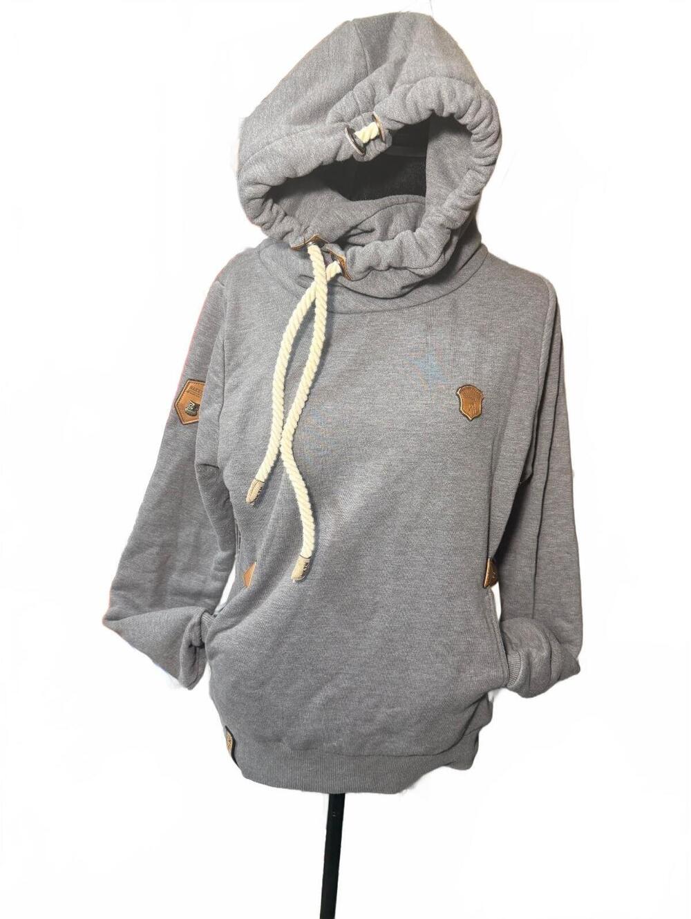 Naketano "Brave New World" Cowl Neck Pullover Hoodie - Gray Melange (Size M)